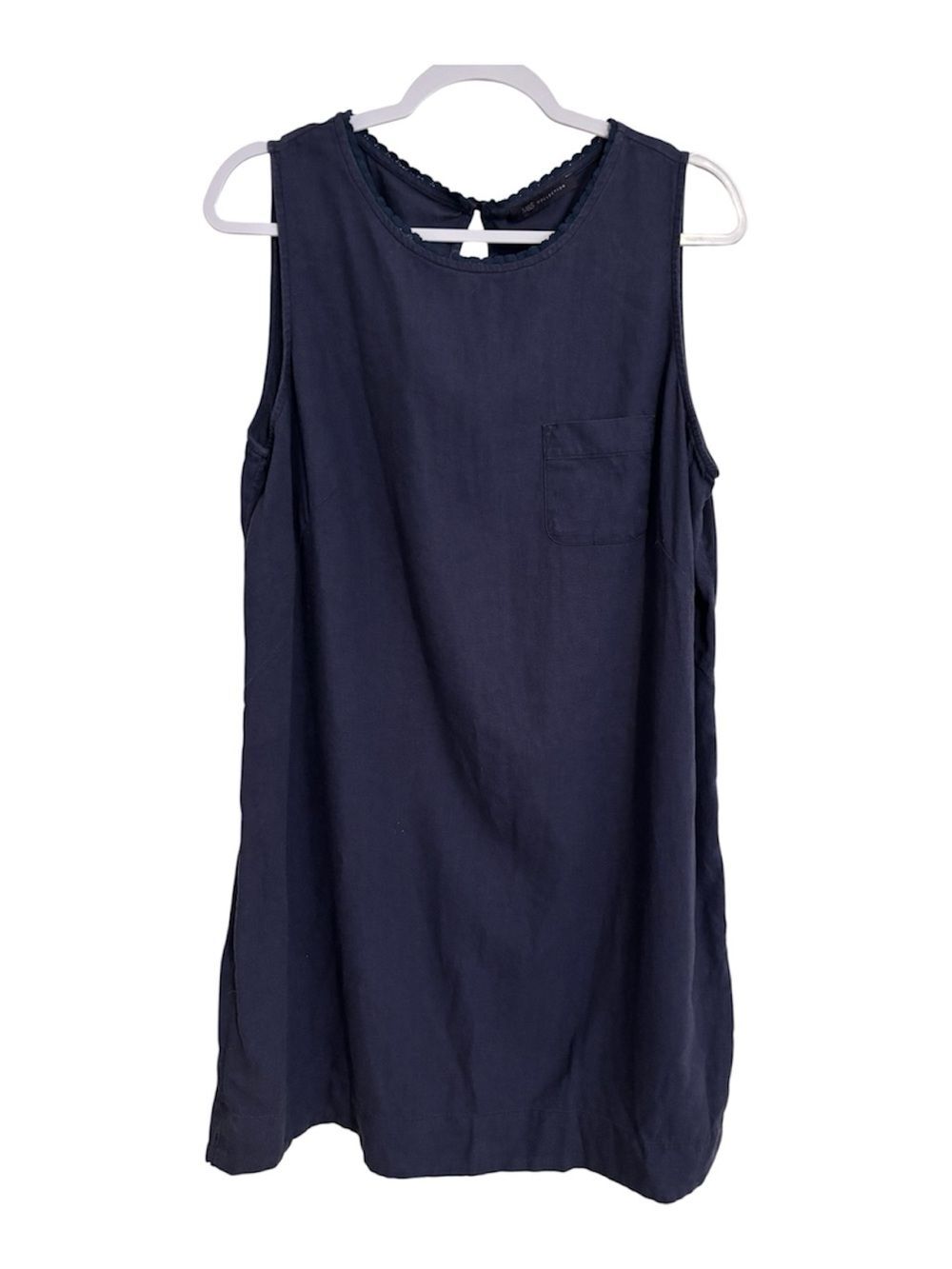 14P XL Marks & Spencer Navy Sleeveless Shift Dress with Pocket